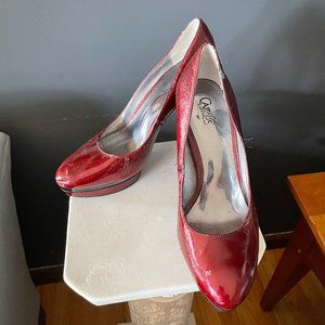 High Heel Platform Carlos Santana Sexy Pumps Glossy Red